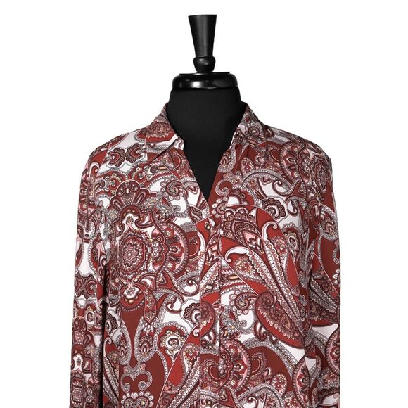 Chico's Women's Shirt Button Up Multicolor Paisley Pleated Tunic Top 4 XXL/20 - Picture 4 of 9